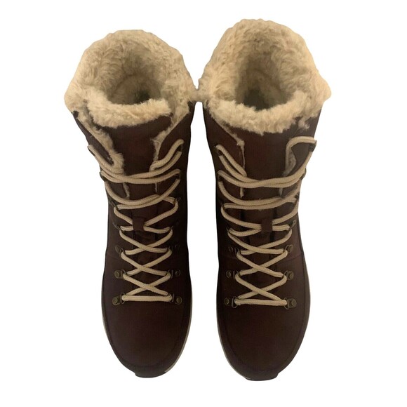 NWOB Aetrex Leather Jodie Boots in Wine Purple  w/  Faux Fur Lining -  Sz 10.5 - Picture 4 of 9